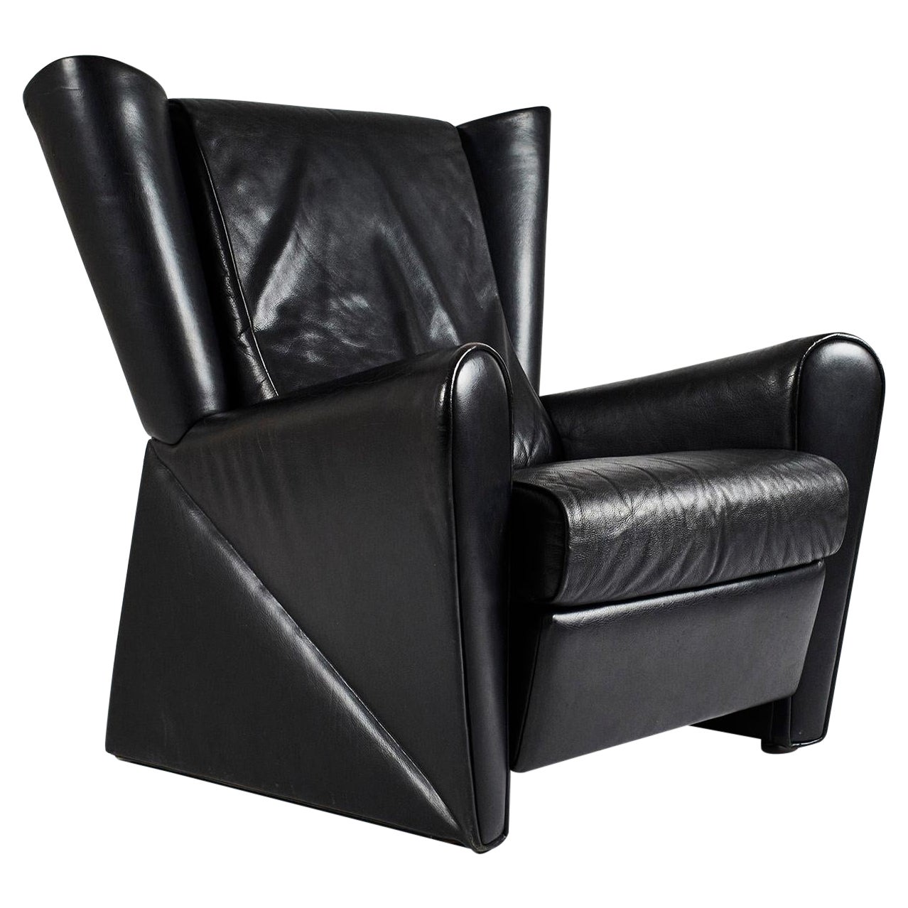 Alessandro Mendini, San Leonardo black leather armchair for Matteo Grassi, 1986