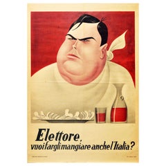 Original Vintage Poster Voter Do You Want To Feed Him Italy Elections Malenkov