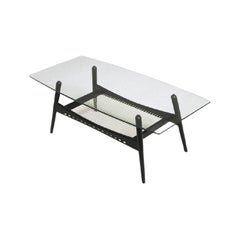 Mid-century modern 1950s Coffee Table with glass table top