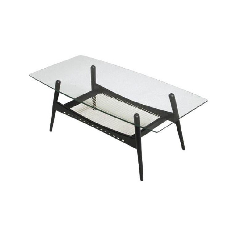 Mid-century modern 1950s Coffee Table with glass table top For Sale