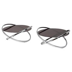 Retro Roger Lecal Jet Star Coffee Tables with Chrome Metal Base