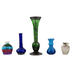 Five Miniature Vases in Art Glass, 20th Century