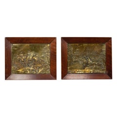 Pair of English Victorian Brass Horse Wall Plaques