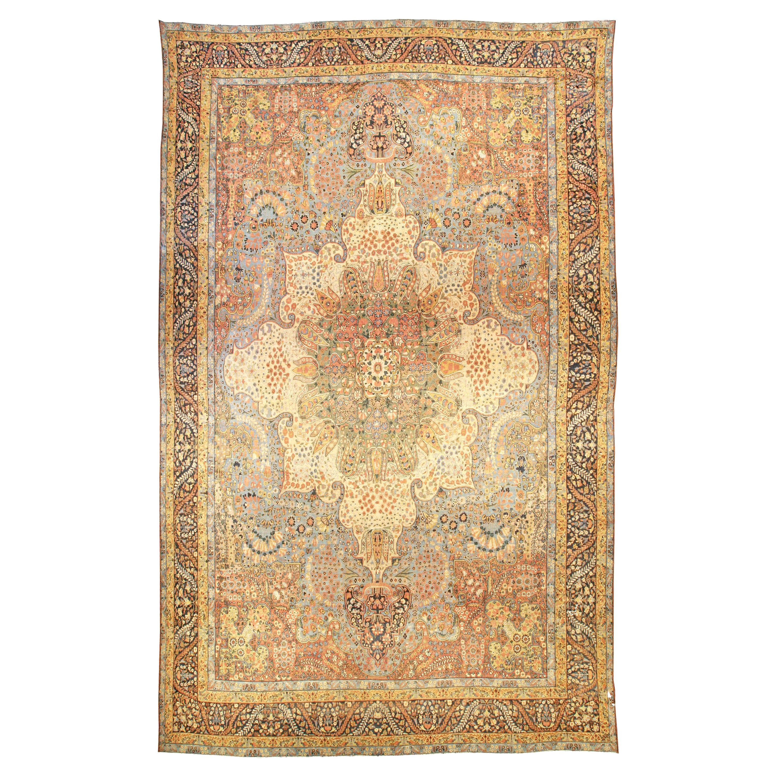 Antique Persian Kirman Handmade Wool Rug 