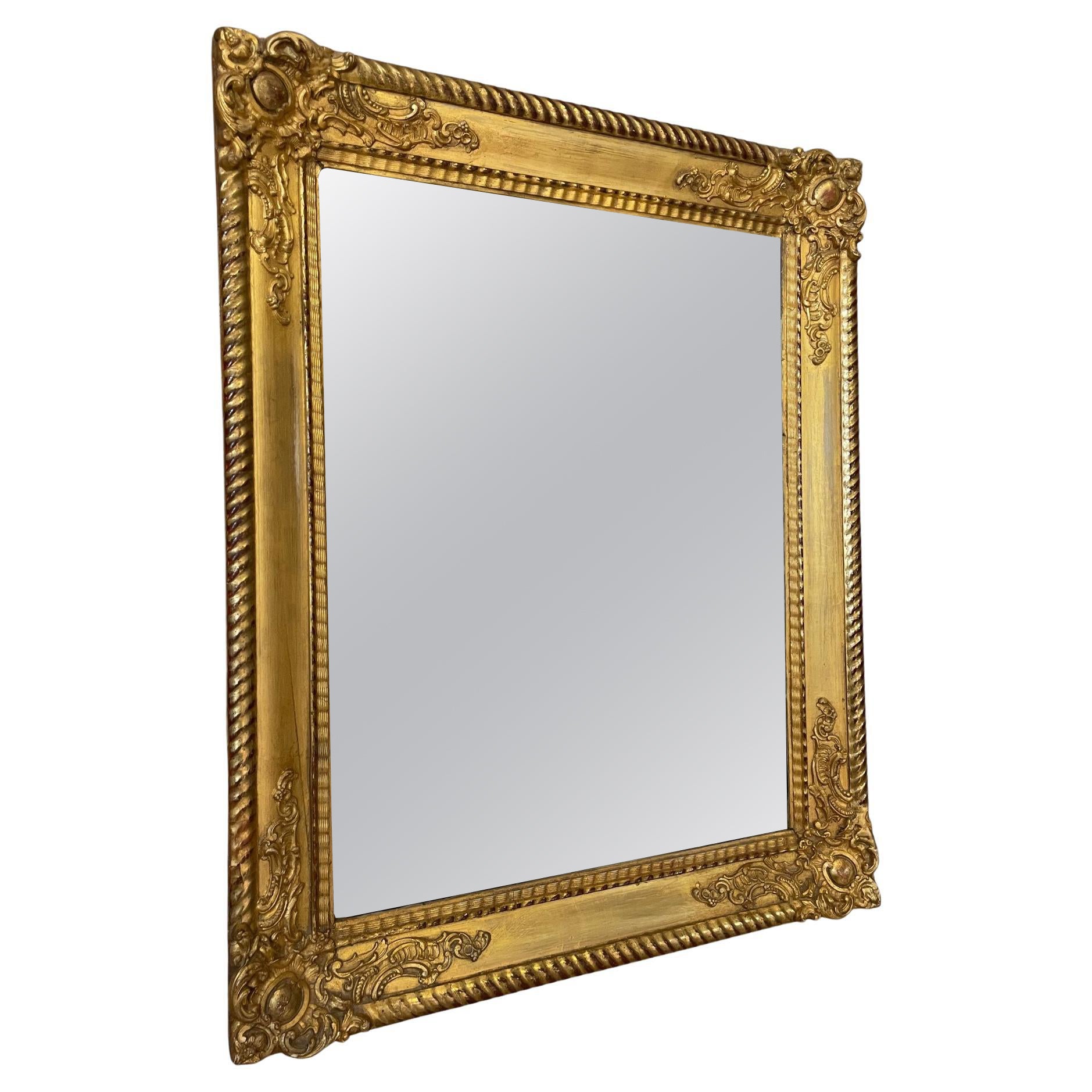 19th Century French Louis XV Style Golden Stuc and Wood Mirror