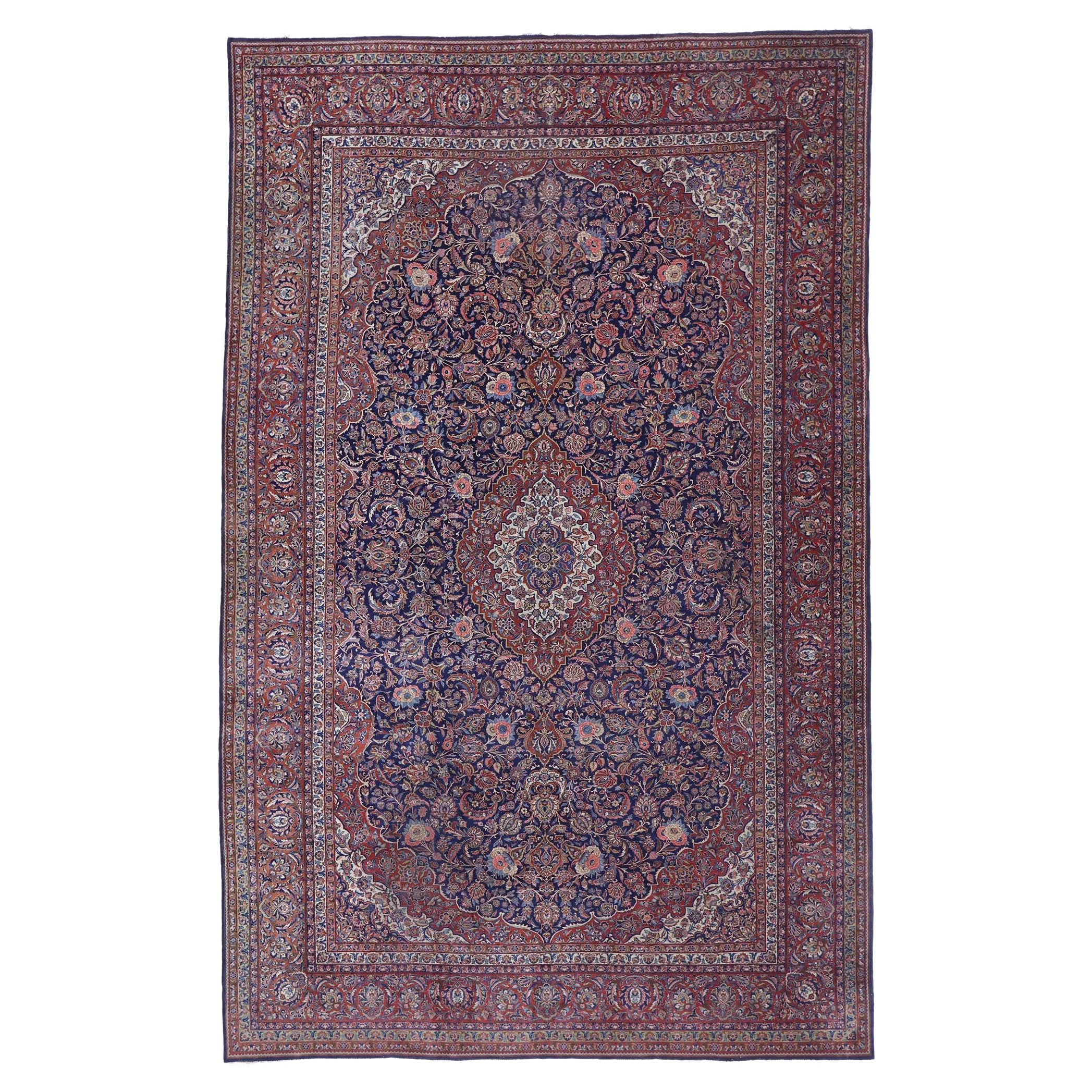 Antique Persian Qazvin Rug with Victorian Style