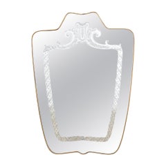 20th Century Giovanni Gariboldi Shaped Mirror with Brass Frame and Decoration