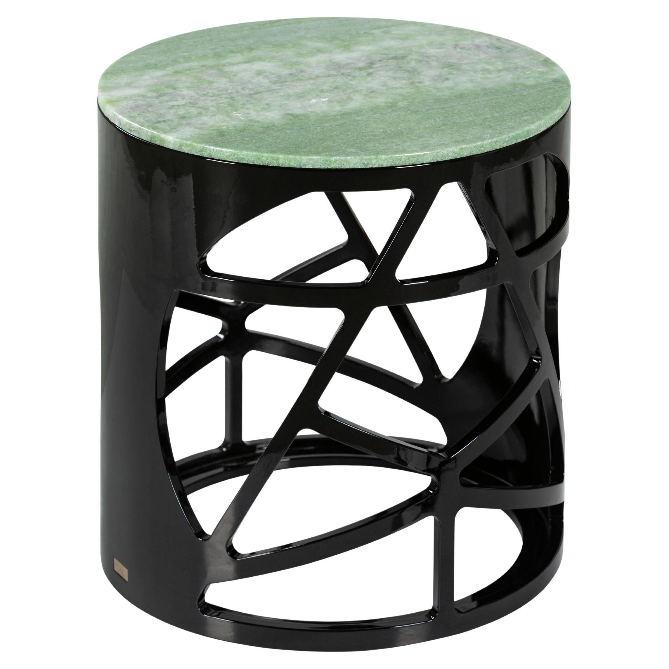 Greenapple Side Table, Pyrite Side Table, Green Marble, Handmade in Portugal