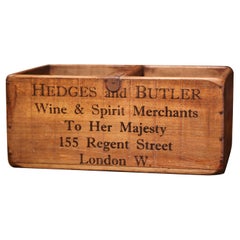 Mid-Century English Wooden Crate Wine and Spirit Box from London