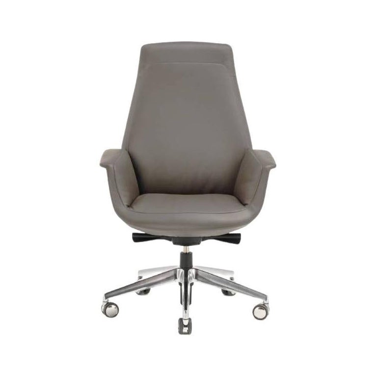 Chaise de bureau Downtown en cuir véritable Pelle SC 26 Topo gris clair en vente