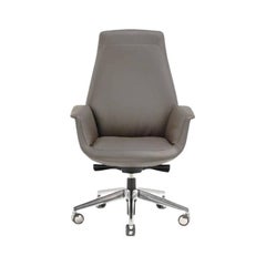Chaise de bureau Downtown en cuir véritable Pelle SC 26 Topo gris clair