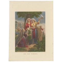 Antique Bible Print of the Ten Virgins by Kronheim 'c.1860'