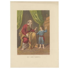 Impression ancienne de la Bible d'Eli et Samuel par Kronheim, vers 1860