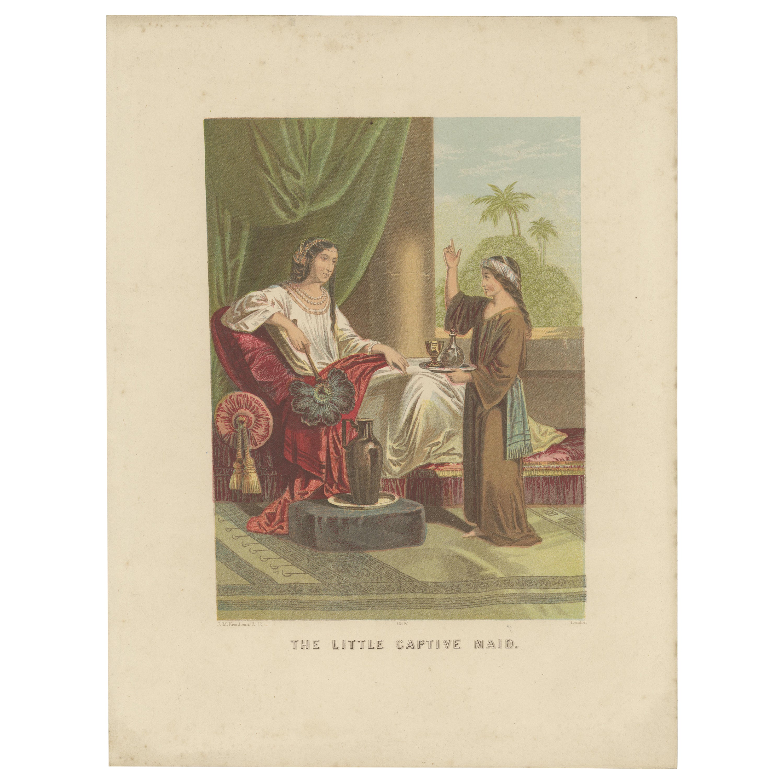 Antique Bible Print of the Little Captive Maid by Kronheim 'c.1860'