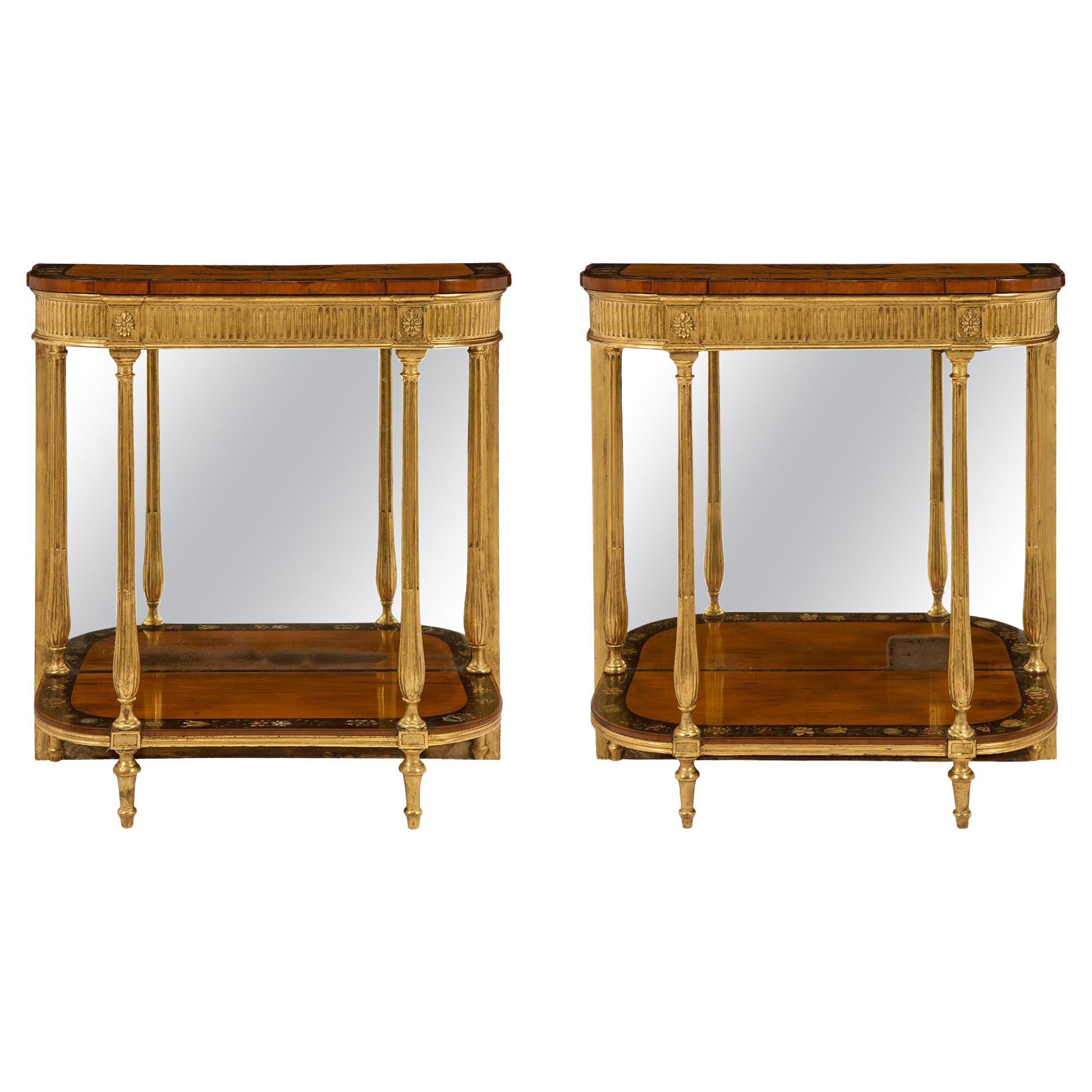 Pair of Early 19th Century Adams Style Console Tables For Sale