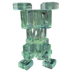 Stunning Solid Glass Block Table, Green, USA 1970s