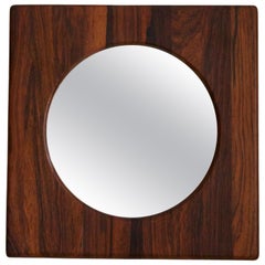 Glas & Trä, Rare Wall Mirror Rosewood, Crystal Glass, Hovmantorp Sweden, 1962