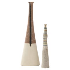 Bruno Gambone Unique Set of Two Stoneware Vases, Italy, 1990s