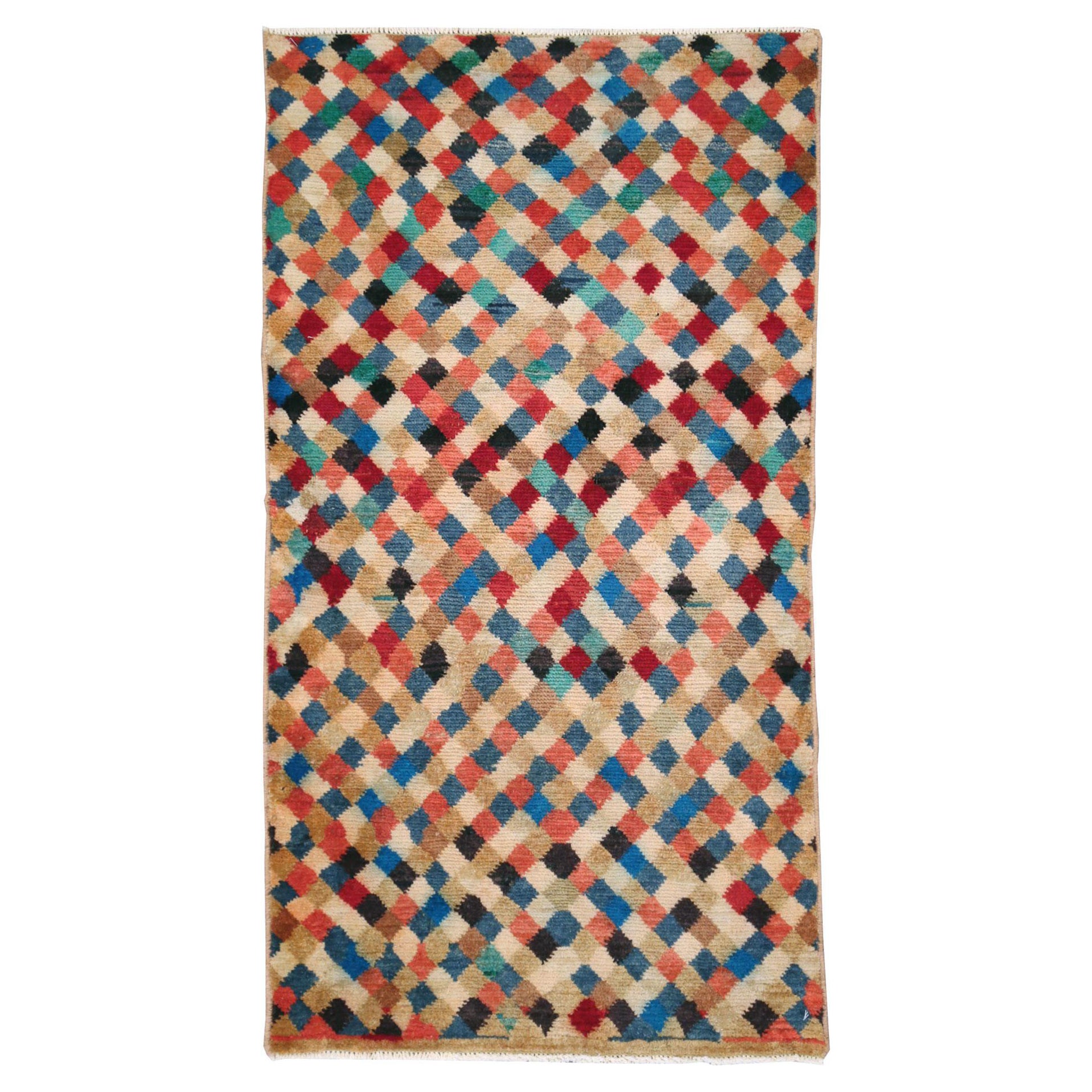 Handgefertigter persischer Shiraz-Teppich im Art-déco-Stil aus der Mitte des 20. Jahrhunderts im Angebot