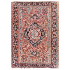 Early 20th Century Handmade Persian Heriz Large Room Size Carpet