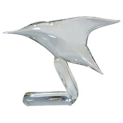 Italian Clear Murano Glass Hummingbird Sculpture by Licio Zanetti