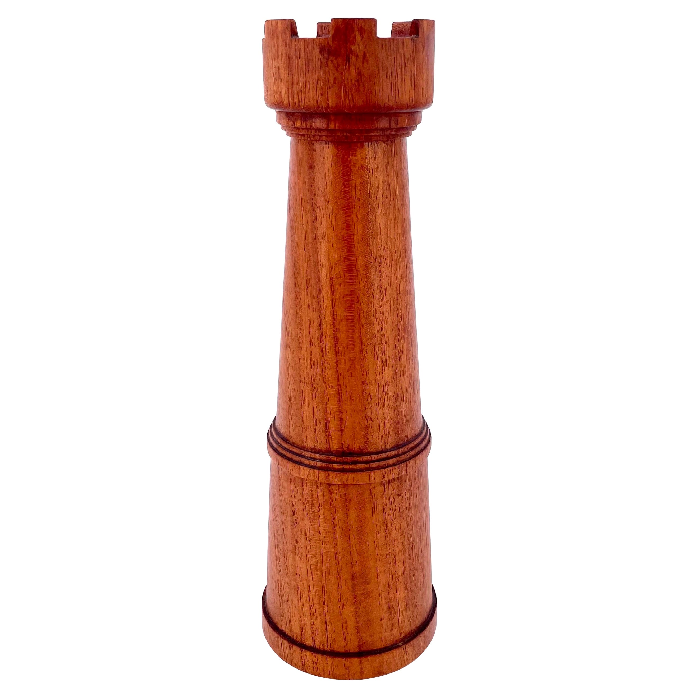 Majestic Tall Solid Teak Chess Tower Danish Modern Pepper Shaker