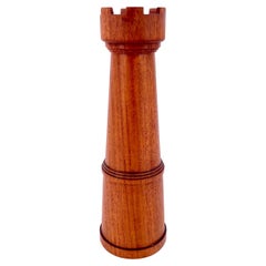 Majestic Tall Solid Teak Chess Tower Danish Modern Pepper Shaker