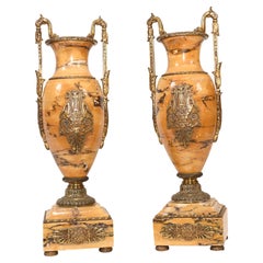 French Marble Urns Amphora Form Empire Cassolette 1880