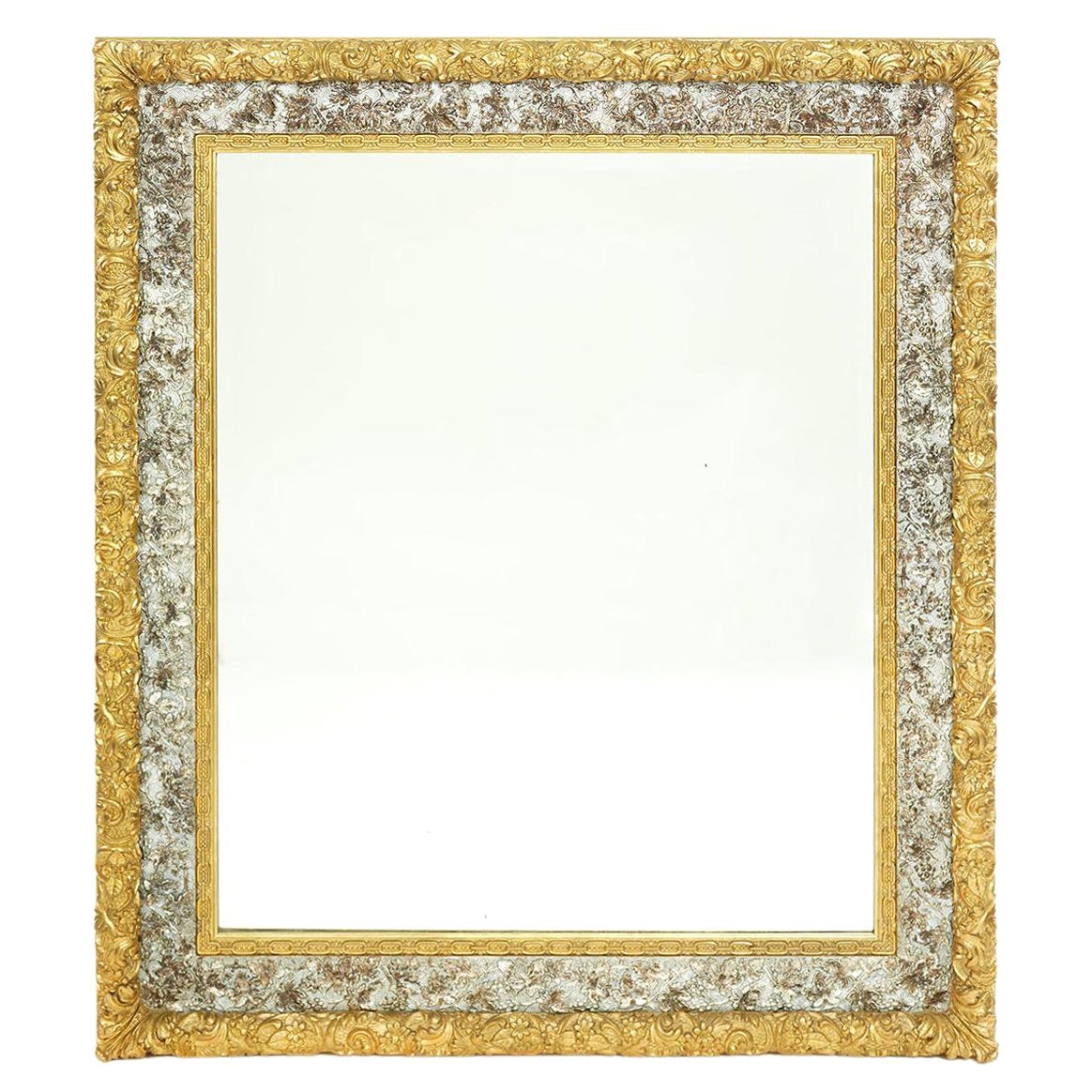 19th Century Gilt Wood Framed Beveled Wall Mirror For Sale