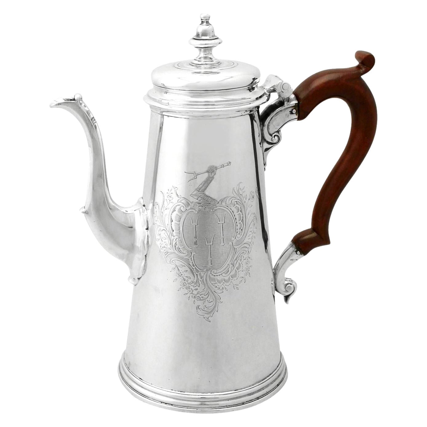 Antike antike Kaffeekanne aus Sterlingsilber des 18. Jahrhunderts von Gabriel Sleath