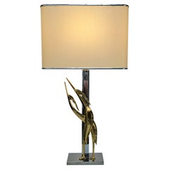 French 1970's Bronze and Nickel Table Lamp