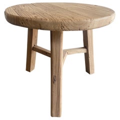 Reclaimed Round Elm Wood Side Table
