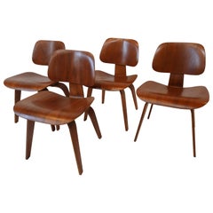Early Set of Eames DCW Dining Chairs