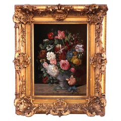 Antique Floral Still Life Painting Signed Karl Heine, c1900