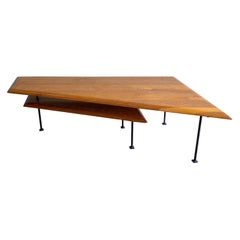 American Modern Iron and Oak Articulating Coffee Table