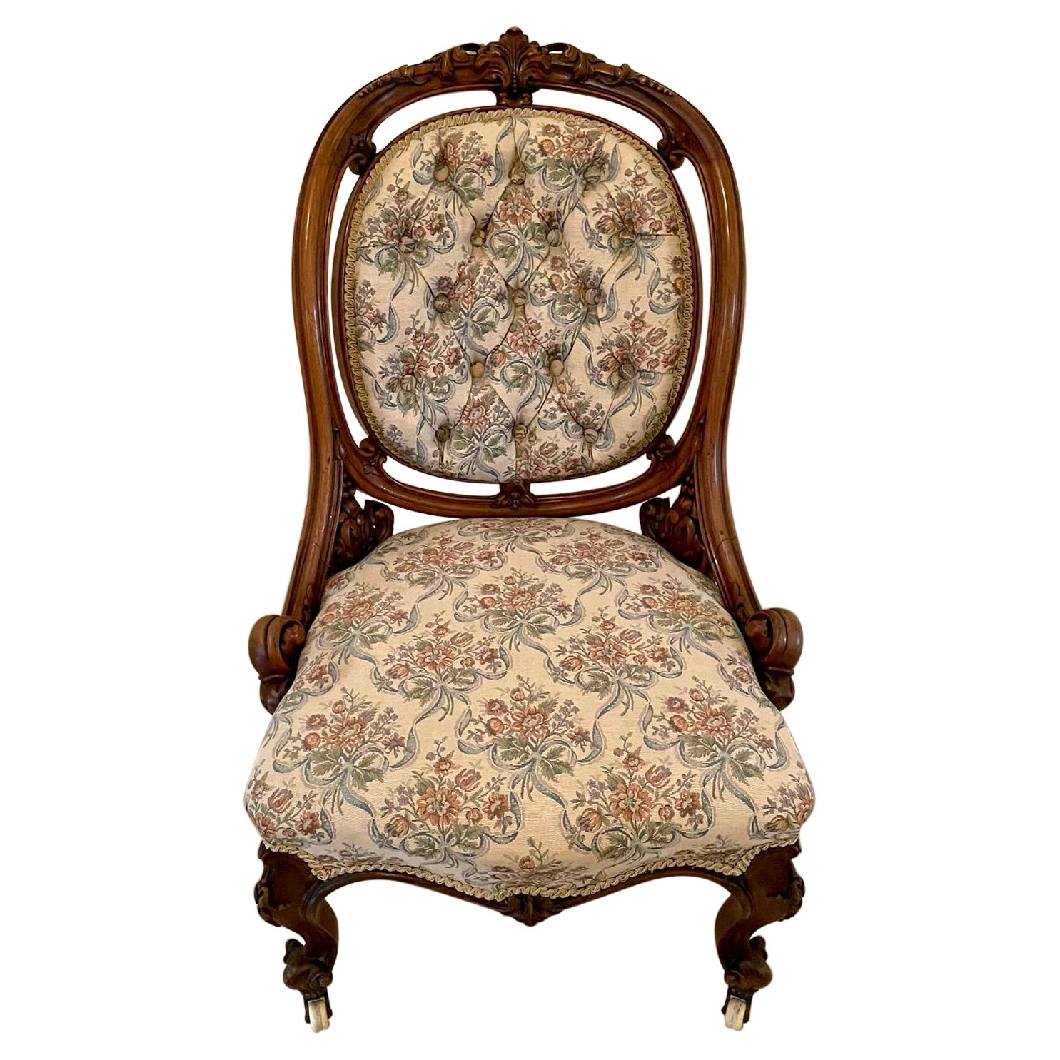 Outstanding Quality Antique Victorian Carved Walnut Chair For Sale