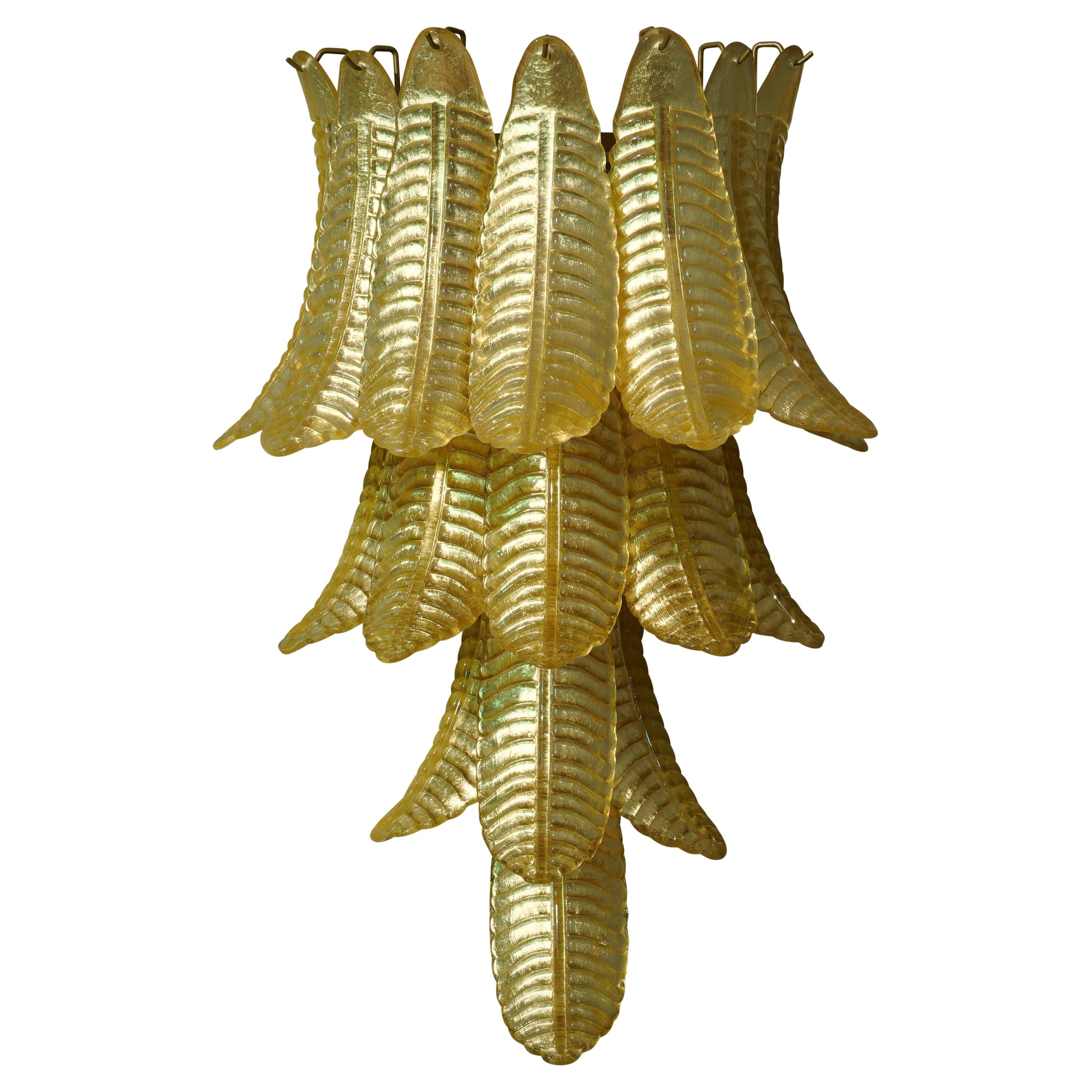 Murano Gold Glass Leaf Mid-Century Wall Light and Sconces, 1980