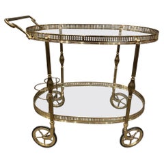 Sophisticated Midcentury French Drinks Trolley-Brass