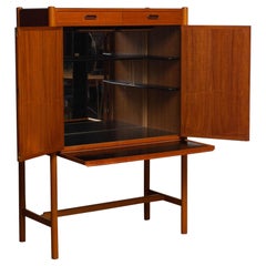 Vintage 1960's Scandinavian Dry / Bar Drinking Cabinet in Teak on Oak Legs by Westbergs