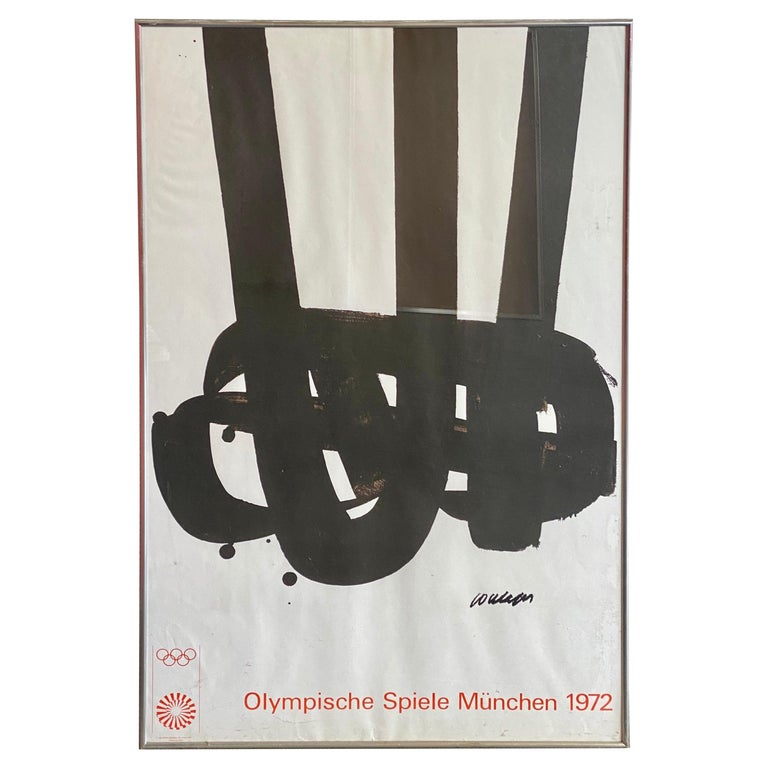 Original Vintage Poster Olympic Games in Munich 1972 Artist Pierre Soulages For Sale