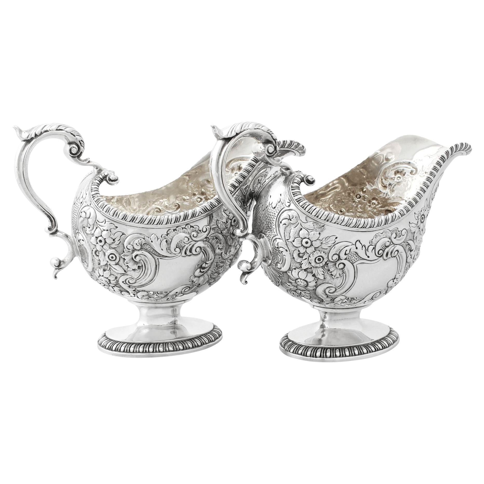 John Swift 1765 Antique Georgian English Sterling Silver Sauceboats For Sale