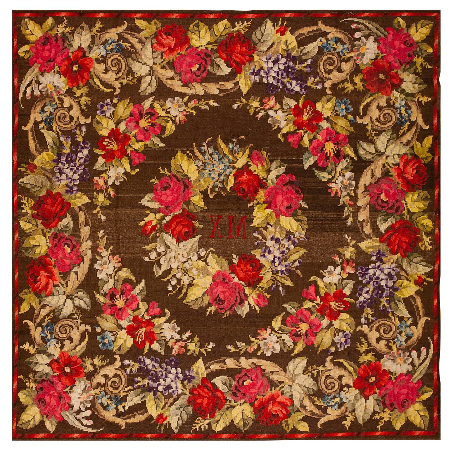 19th Century Besserabian Flat-Weave Carpet ( 7'2" x 7'2" - 218 x 218 ) For Sale