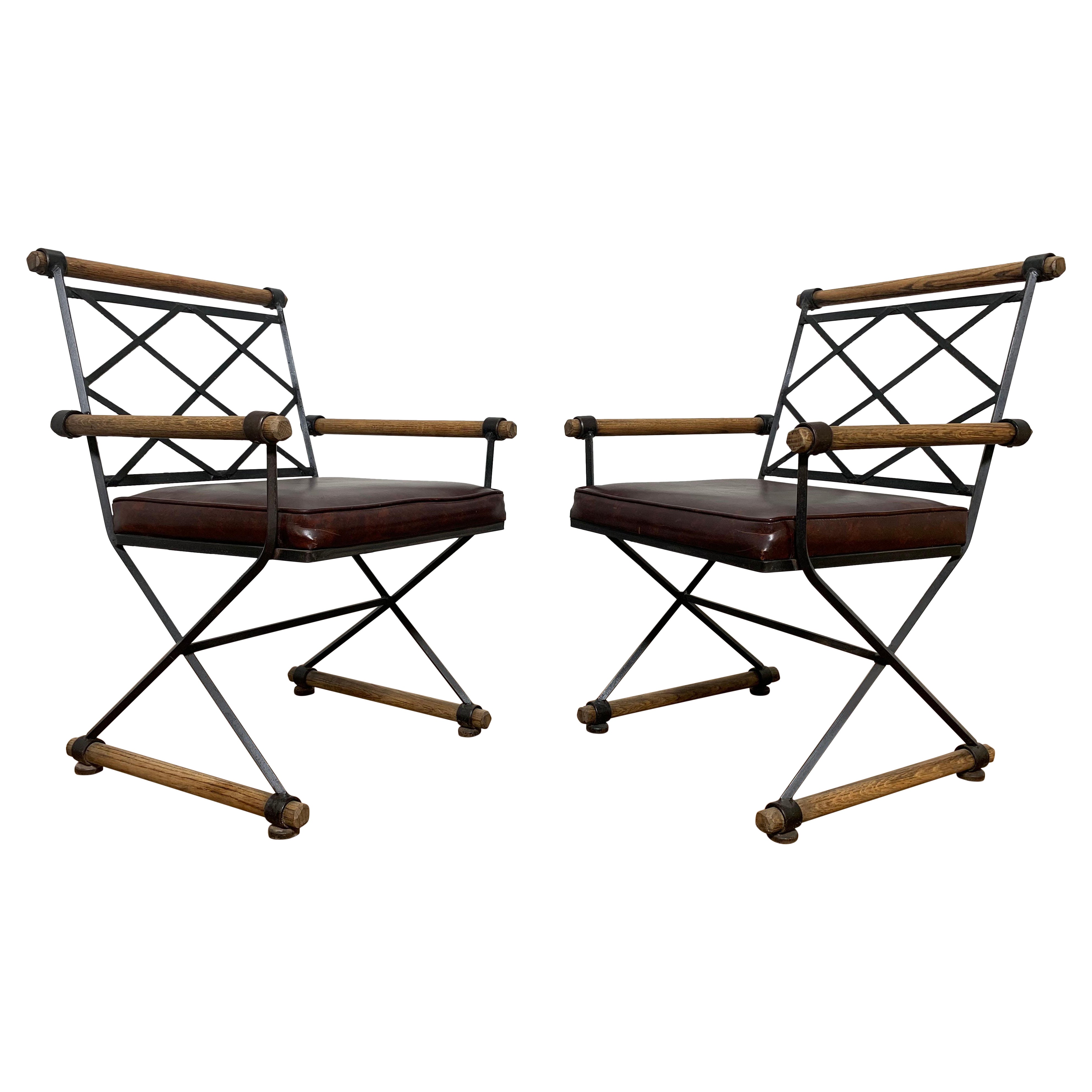 Pair of Cleo Baldon Style X-Form Arm Chairs circa 1970s