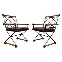 Pair of Cleo Baldon Style X-Form Arm Chairs circa 1970s