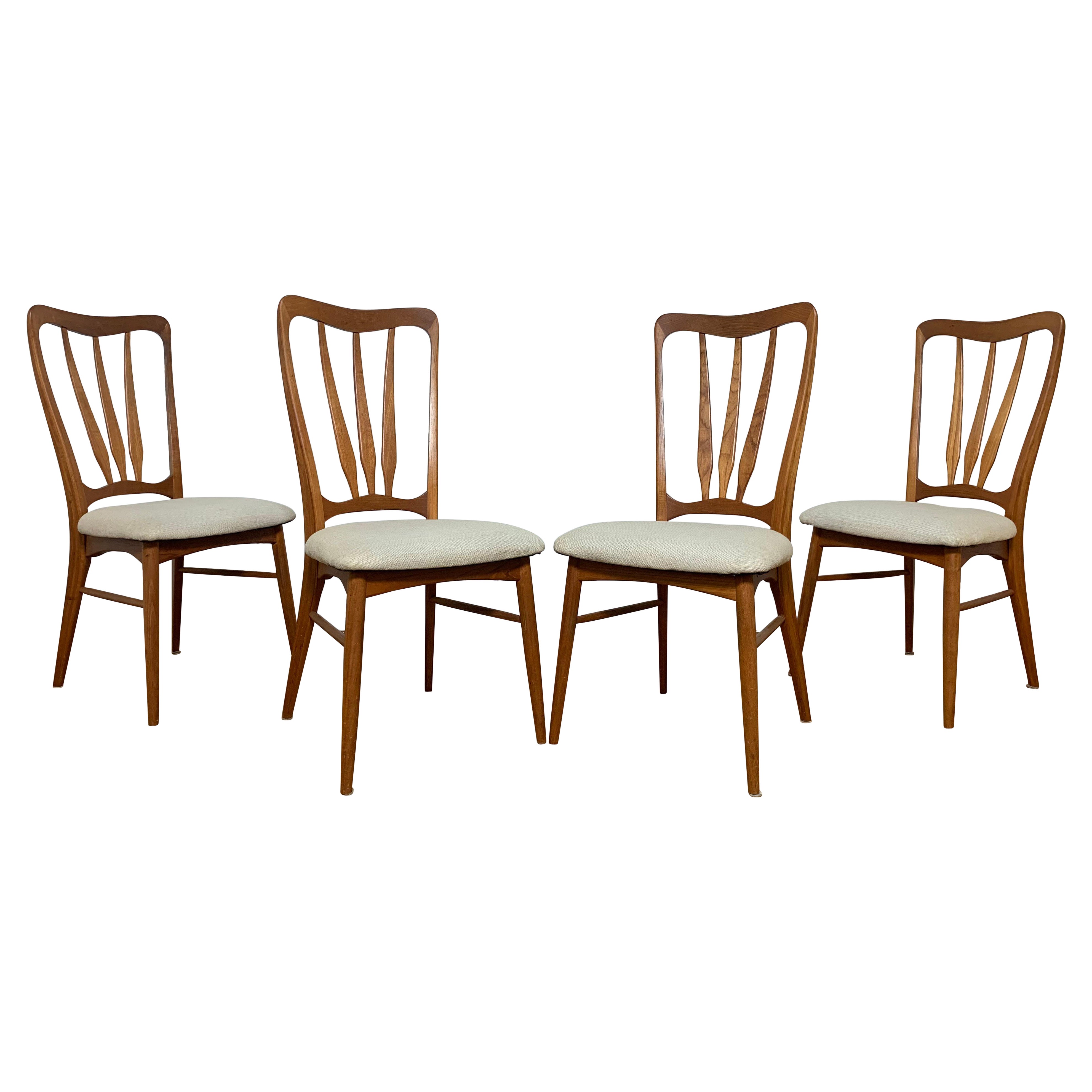 Set of Four Niels Kofoed Hornslet "Ingrid" Danish Teak High Back Dining Chairs