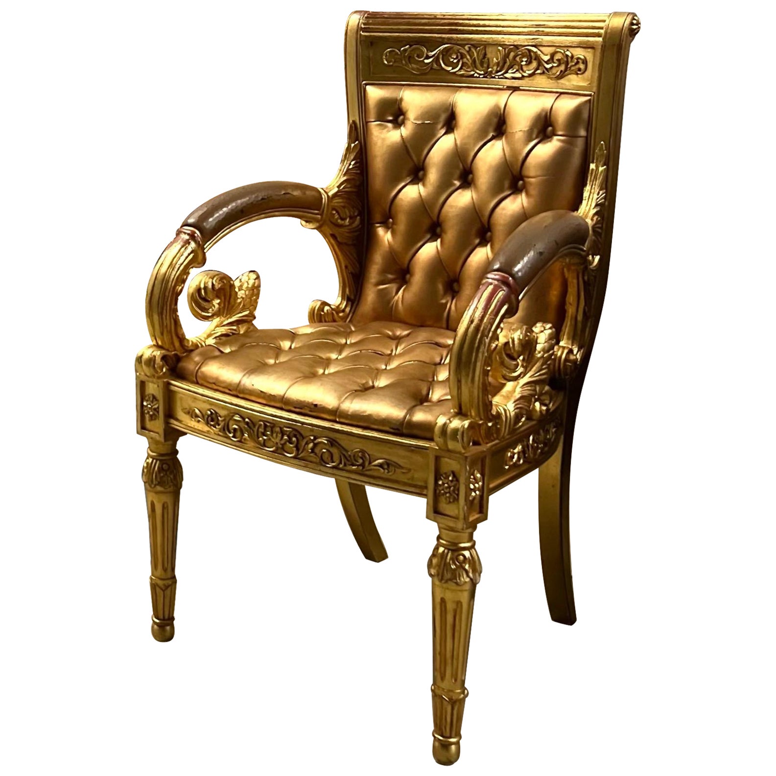 Versace Original Vanitas Gilt, Hand-Carved Armchair, Gianni Versace, 1994 For Sale