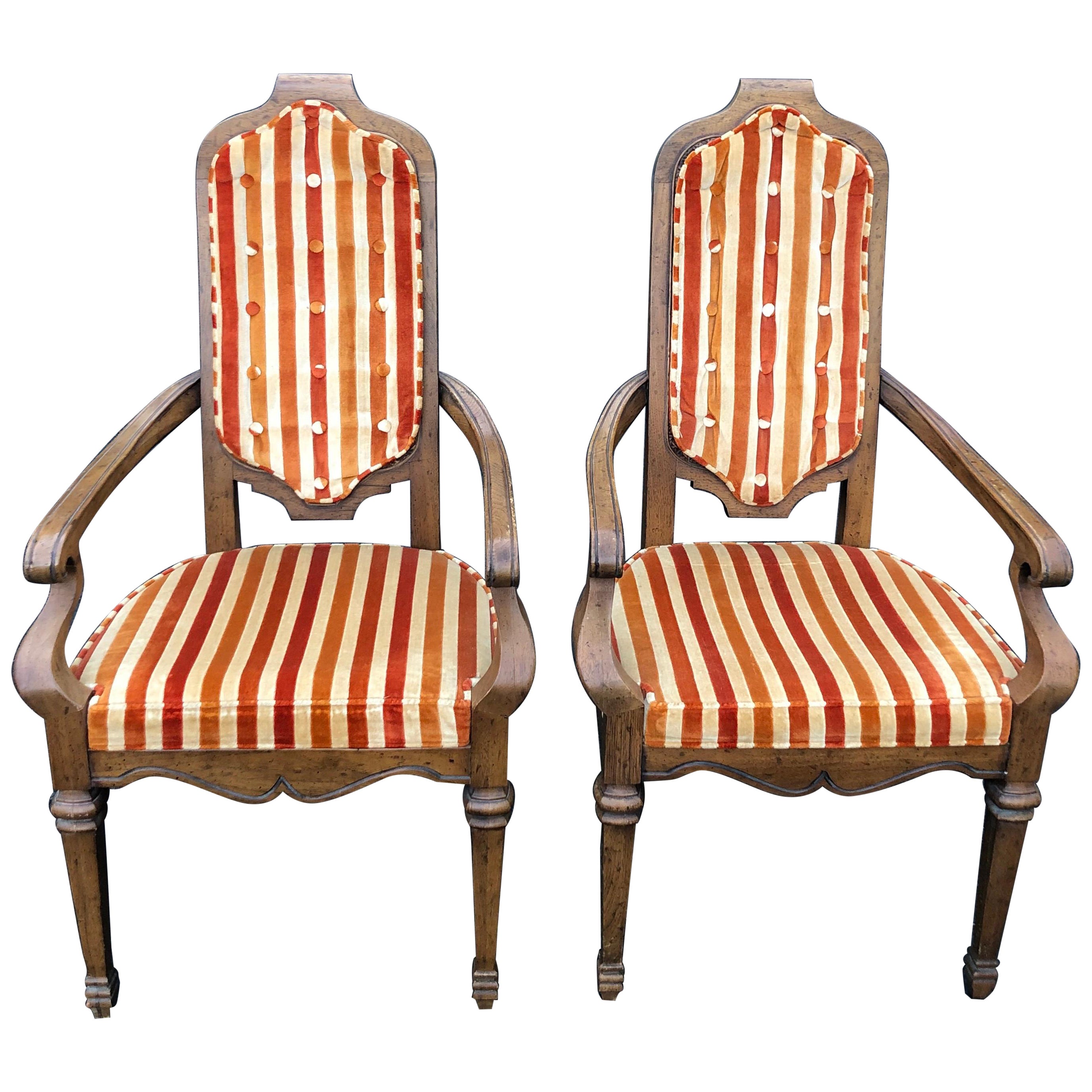 Pair of Hollywood Regency Velvet Arm Chairs by Heritage-2