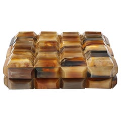 Rectangular Faceted Horn Tile Keepsake Box