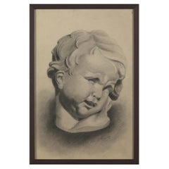 Antique Unknown Academy Student 19th C Drawing, Baby
