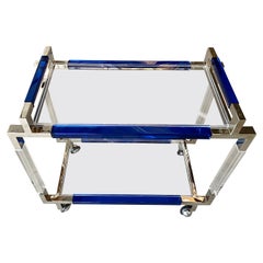 Charles Hollis Jones Cobalt Blue Lucite Bar Cart